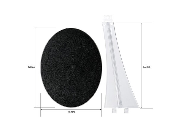 Plastbaser Svart Oval 120x92/Flying Stem 