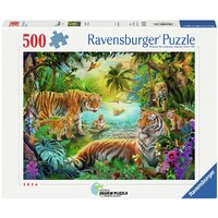 Tiger Family in Oasis 500 bitar Pussel Ravensburger Puzzle