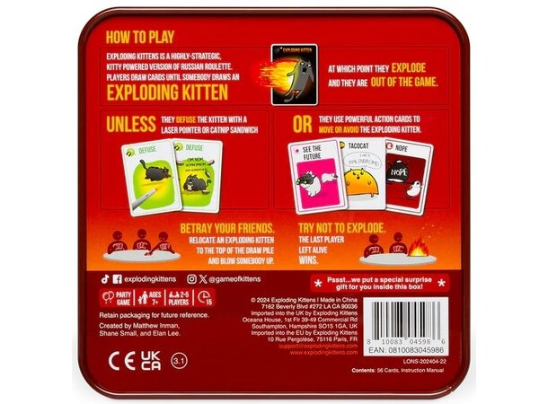 Exploding Kittens Tin Kortspel 10 Year Anniversary 