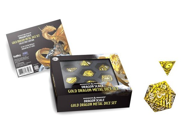 D&D Dragon Scale Metal Dice Set GOLD 