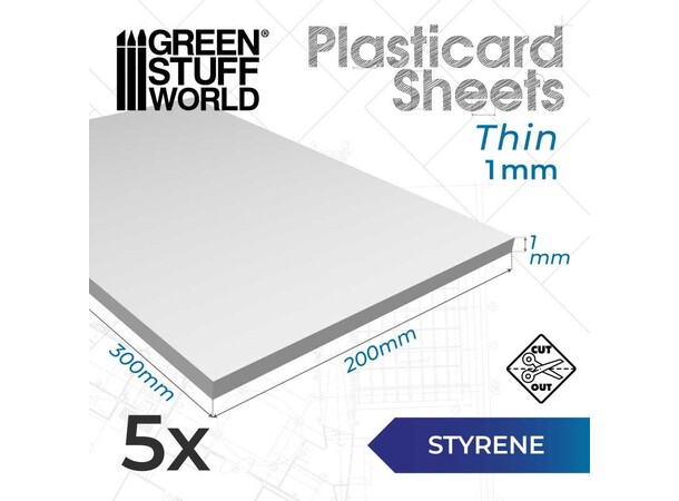 Styrene Sheets 1 mm - 5 st Green Stuff World 