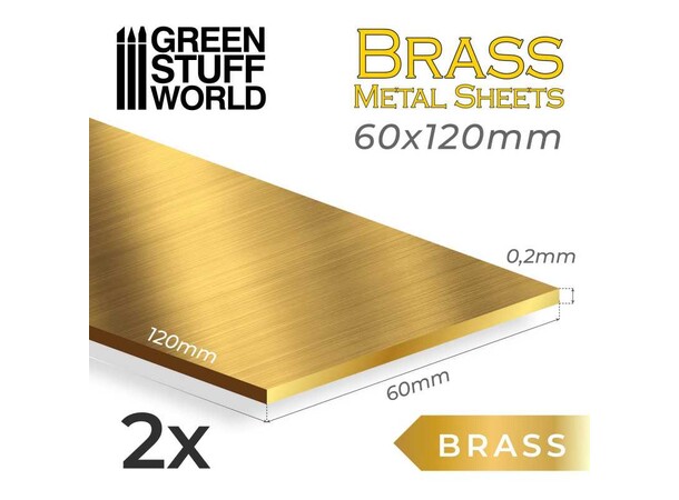 Brass Metal Sheets 60x120mm x2 Green Stuff World 