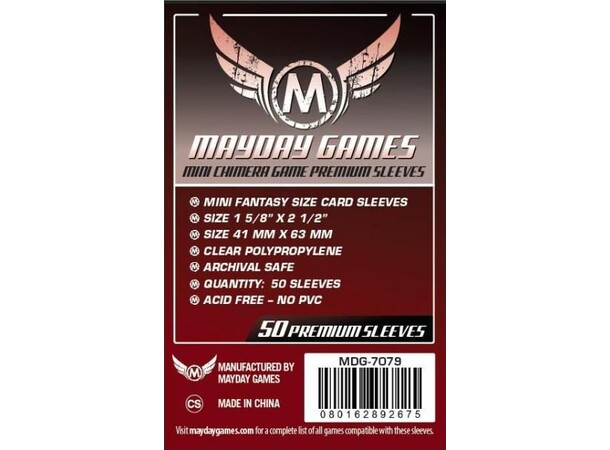 Brädspel Kortskydd 50 st 43x65mm Mayday Mini Chimera 