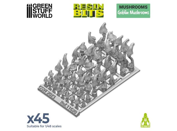 Goblin Mushrooms 3D Printed 1:48 x45 Green Stuff World 