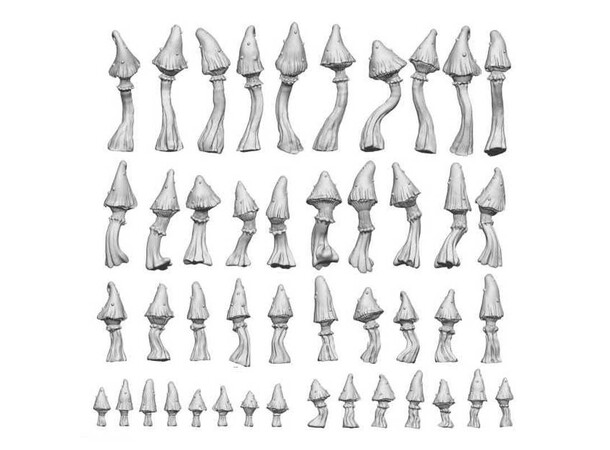 Goblin Mushrooms 3D Printed 1:48 x45 Green Stuff World 