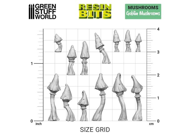 Goblin Mushrooms 3D Printed 1:48 x45 Green Stuff World 