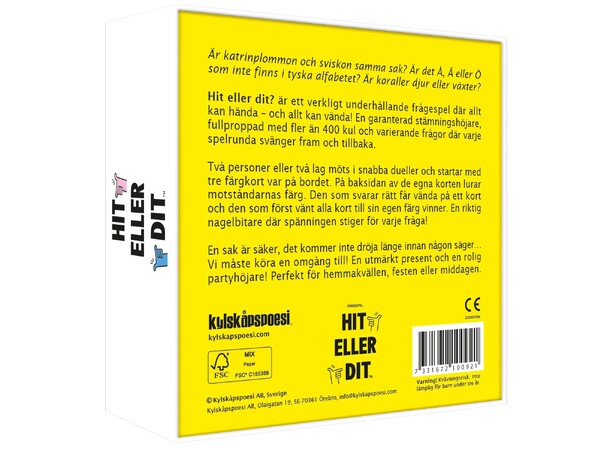 Hit eller dit Partyspel Svensk utgåva 