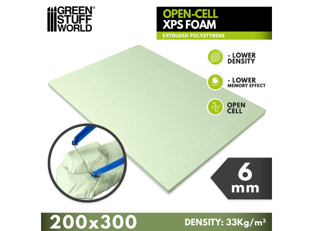 Open-Cell XPS Foam 6mm Green Stuff World 