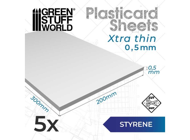 Styrene Sheets 0,5 mm - 5 st Green Stuff World 